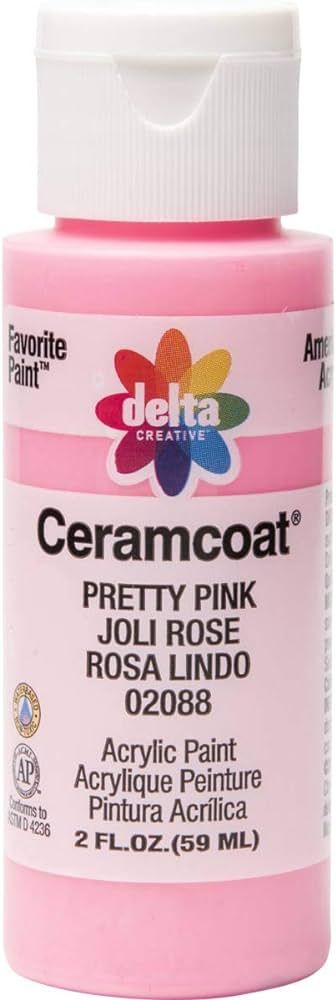 Delta Creative Ceramcoat Acrylic Paint in Assorted Colors (2 oz), 2088, Pretty Pink | Amazon (US)