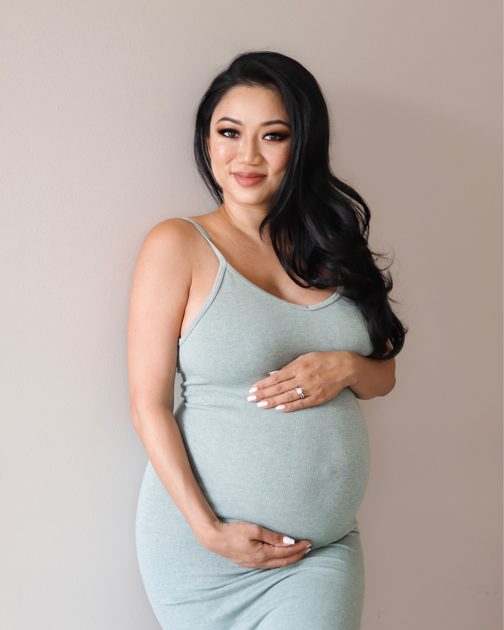 Silk Knit Essential Dress by Enza Costa // Soft and ribbed jersey fabric silk blen midi dress with scoop neckline and back with spaghetti shoulder straps. Super stretchy and not maternity but very bump friendly. Wearing sz small in in aqua. Also comes in black, white, and lime. 

#LTKbeauty #LTKbump #LTKstyletip