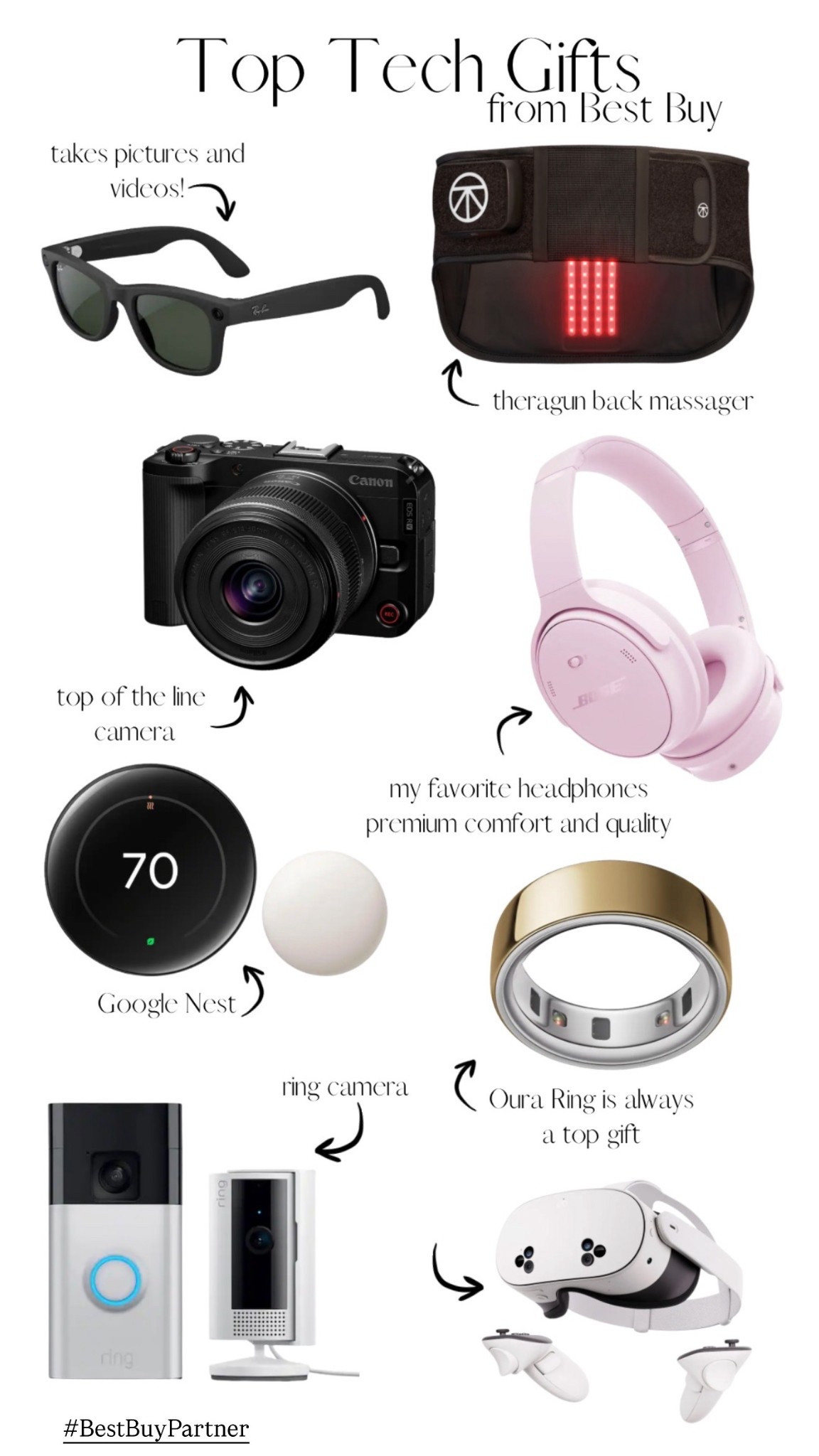 #BestBuyPartner Sharing the top gifts this holiday season for everyone on your list from @bestbuy 🎁 We have so many of these already and they are some of our absolute favorite items, like the Meta glasses, Nest thermostat, and the Bose headphones. Best Buy is truly the best place to grab them because of their amazing selection and impeccable customer service. Linking all of these below for you to grab! 
