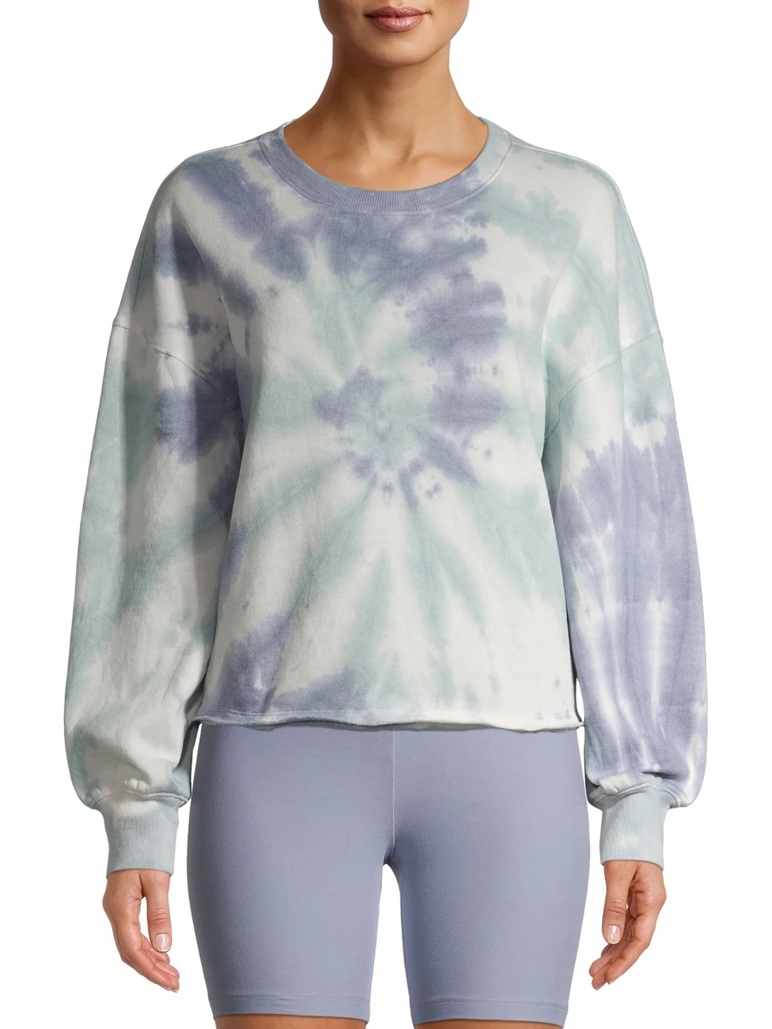 Wild Skye Juniors' Oversized Tie Dye Cropped Sweatshirt | Walmart (US)