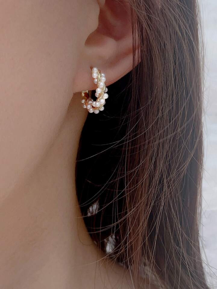 New 2023 Trendy Light Luxury Pearl Earrings For Autumn And Winter, Fashionable Ear Clips For Wome... | SHEIN