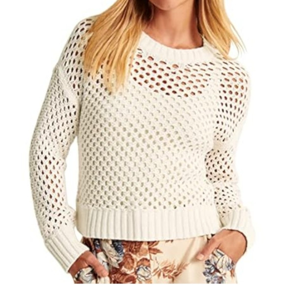 🆕️Abercrombie & Fitch Cable Crochet Knit Long Sleeves Sweater Top White SZ XS | Poshmark