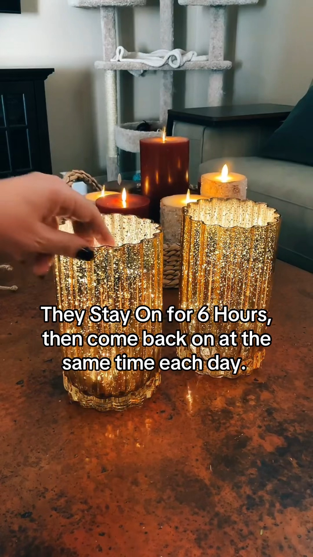 This is a set of two illuminated hurricanes made out of mercury glass. You can leave the lights on solid or turn them on twinkle. They are on a timer so when you turn them on, they will stay on for six hours and then shut off for 18 and then come back on for six. 

#LTKSeasonal #LTKHome #LTKHoliday