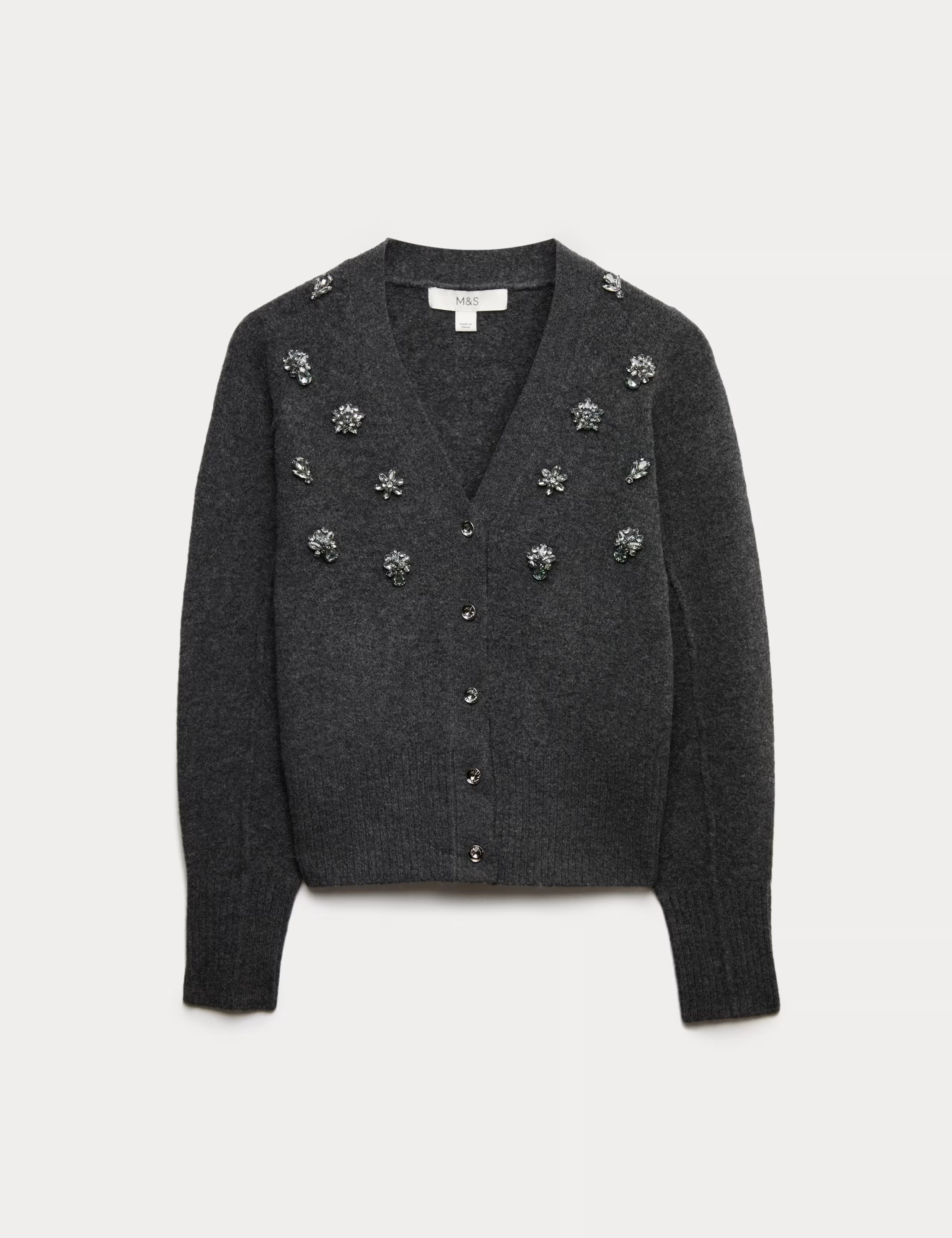 Embellished V-Neck Cardigan with Wool | Marks & Spencer (UK)