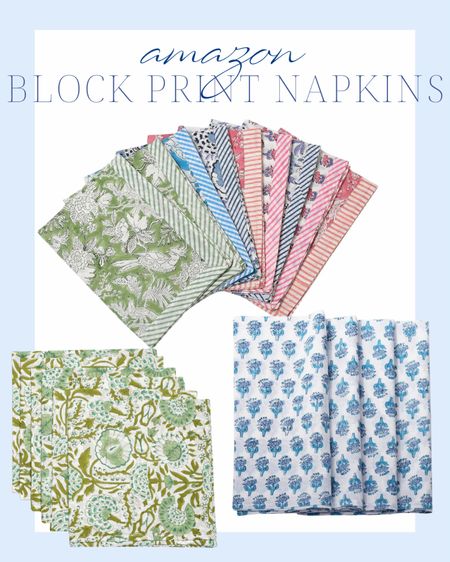 block print napkins | table linens | hosting | napkins | party | summer | spring | Amazon finds | 

#LTKhome