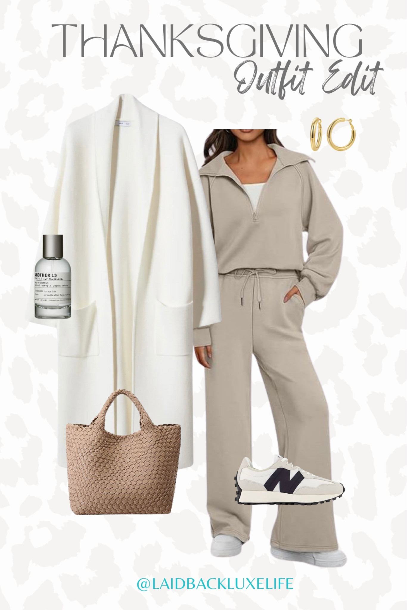 Thanksgiving outfit, casual Thanksgiving outfit, holiday outfit, fall outfits, sweatsuit, half-zip hoodie, wide leg sweatpants, tote bag, neutral sneakers, gold hoop earrings, coatigan, #LaidbackLuxeLife

Hey Beautiful! Feel free to comment on this post if you have any questions! 🫶🏽

Follow me for more fashion finds, beauty faves, and lifestyle, home decor, sales and more! So glad you’re here!! XO, Karma

#LTKHoliday #LTKFindsUnder50 #LTKStyleTip