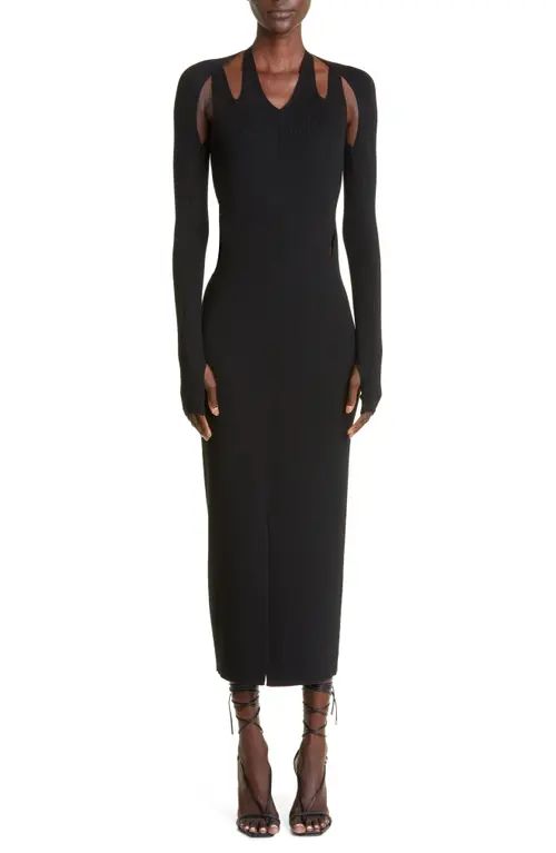 Dion Lee Cutout Convertible Long Sleeve Merino Wool Sweater Dress in Black at Nordstrom, Size X-Larg | Nordstrom