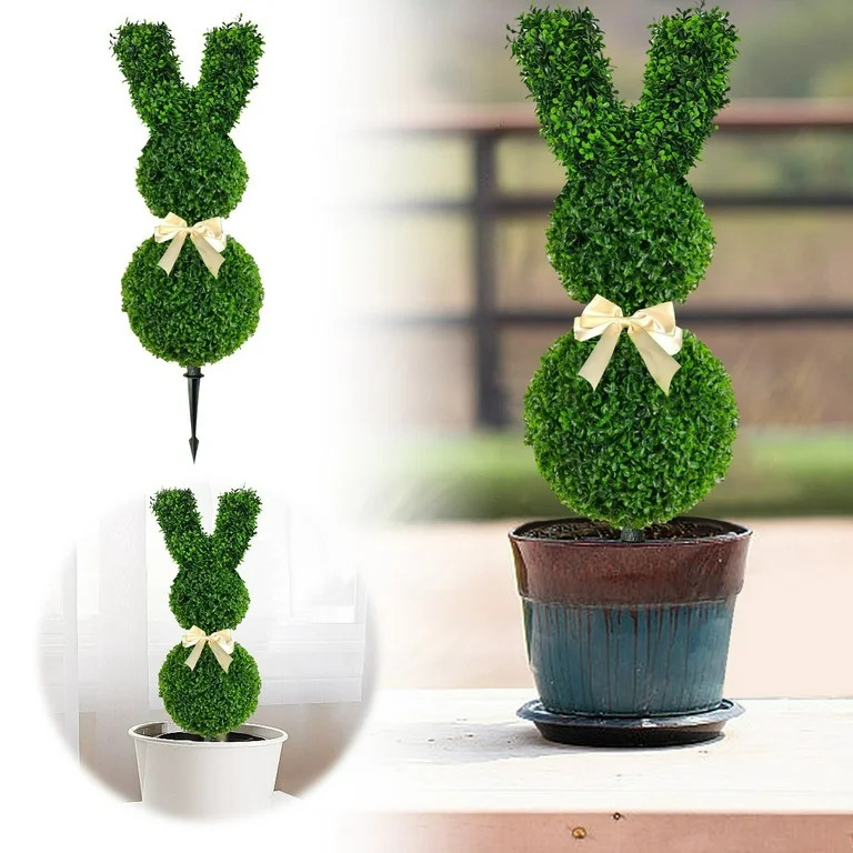 Artificial Bunny Topiary Outdoor - Rabbit Shaped Topiary Trees, Easter Rabbit Boxwood Bunny Shape... | Walmart (US)