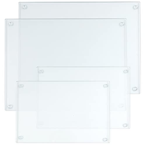 Hacaroa 4 Pack Tempered Glass Cutting Board with Rubber Feet, Rectangle Non-slip Chopping Board, Long Lasting Clear Glass Tray for Kitchen Countertop, Table, Shatter-Resistant, Heat-Resistant, 2 Size | Amazon (US)