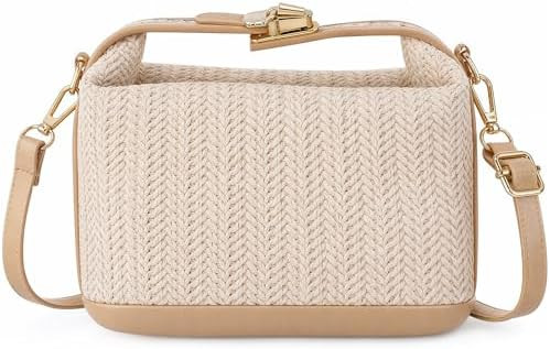 Straw Purse Clutch for Women Crossbody Woven Shoulder Bag with Top Handle Clutch | Amazon (US)