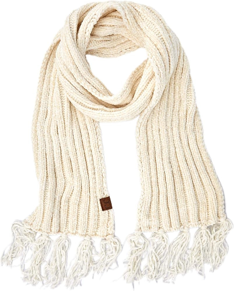 C.C Exclusives Chenille Soft Super Chunky Thick Long Big Large Cowl Fringe Scarf (SF-1815) | Amazon (US)