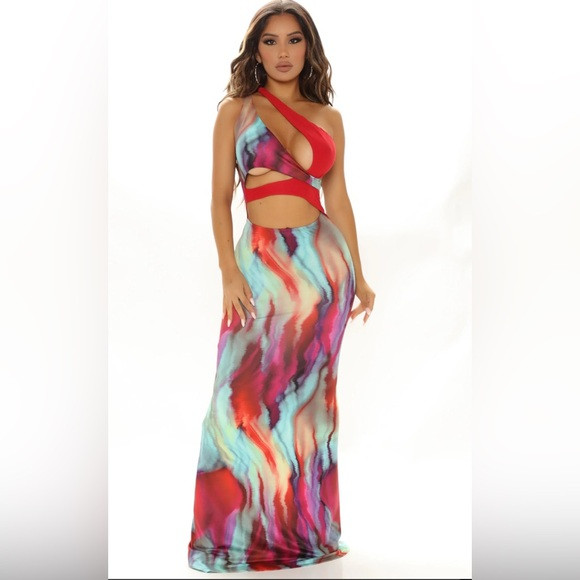 Vibrant Multicolor Cutout Maxi Dress | Poshmark