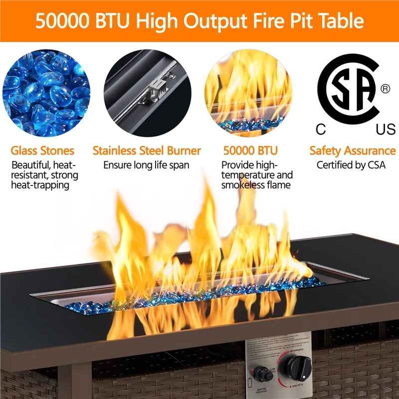 Domeier 25'' H x 43'' W Propane Outdoor Fire Pit Table | Wayfair North America