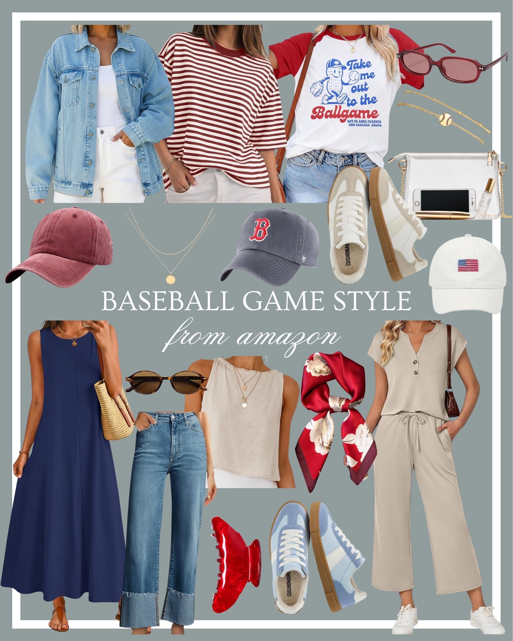 Baseball game style ⚾️🤍 from Amazon! Amazon style, casual summer style, Amazon summer style, Amazon fashion, baseball game ootd, red white and blue style