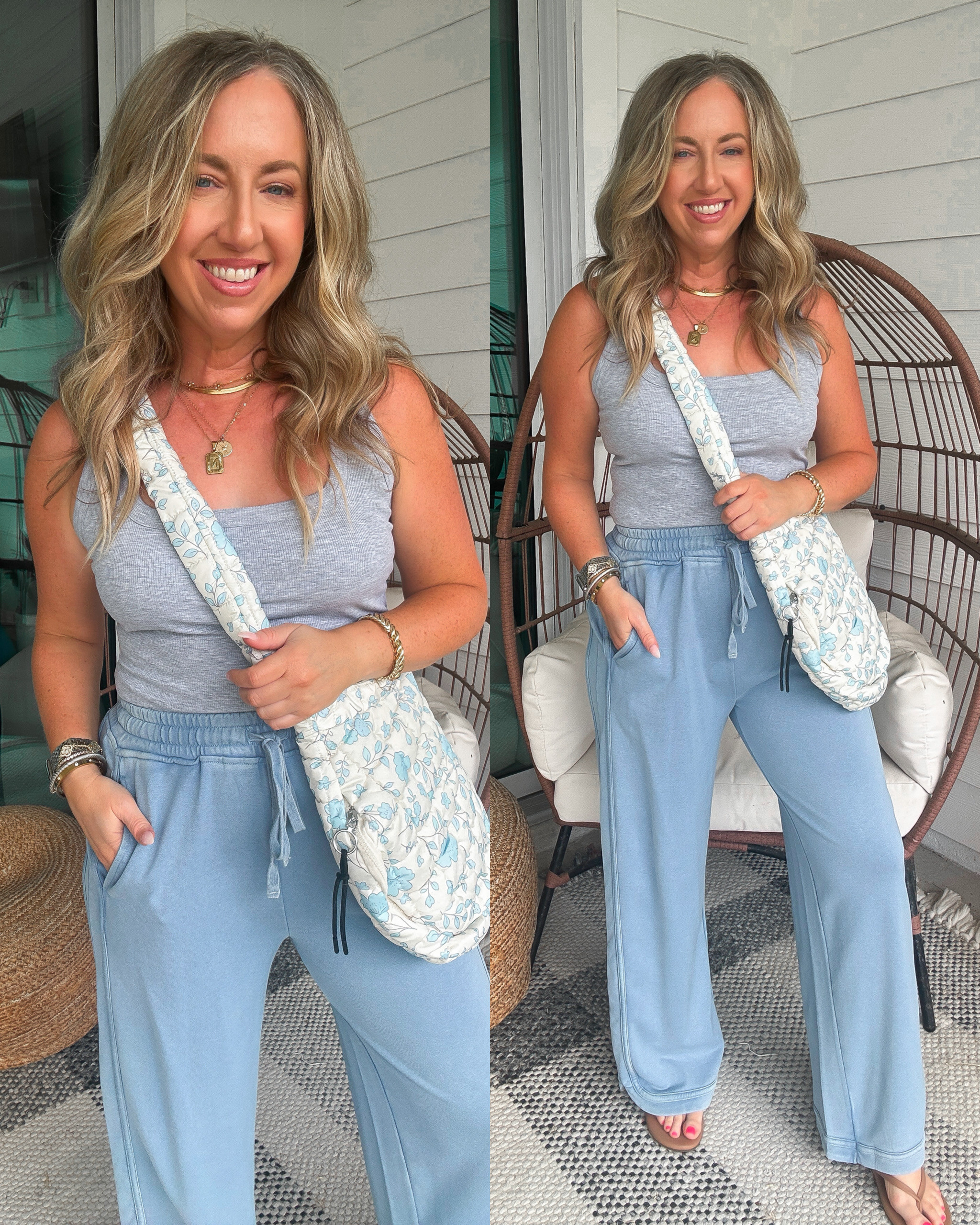 Casual outfit inspo all from Amazon! The comfiest sweatpants perfect for lounging or running errands. Pair with a tank or basic tee and you're ready to go!

Amazon fashion, outfit idea, style inspo, mom life, everyday look, comfortable pants, blue floral quilted bag, what I wore, affordable fashion finds.  

 #LTKootd #LTKmomlife