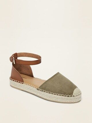 Faux-Suede/Faux-Leather Ankle-Strap Espadrilles for Women | Old Navy (US)