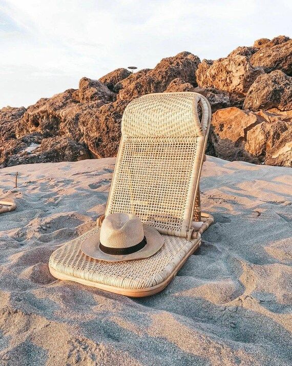 Handmade Folding Rattan Beach Chair, Include Strap and Visor (FREE) Pre Order | Etsy (US)