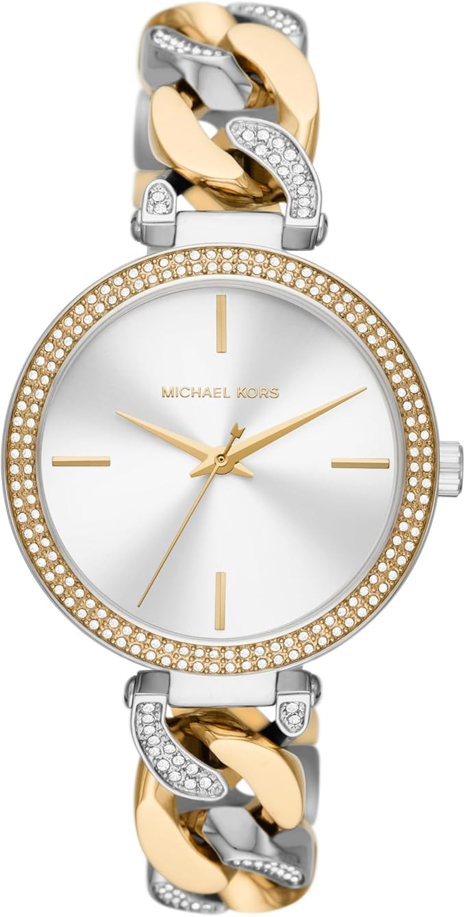 Michael Kors Lady Nini Women's Watch, Stainless Steel Chain-Link Bracelet and Pavé Crystal Watch... | Amazon (US)