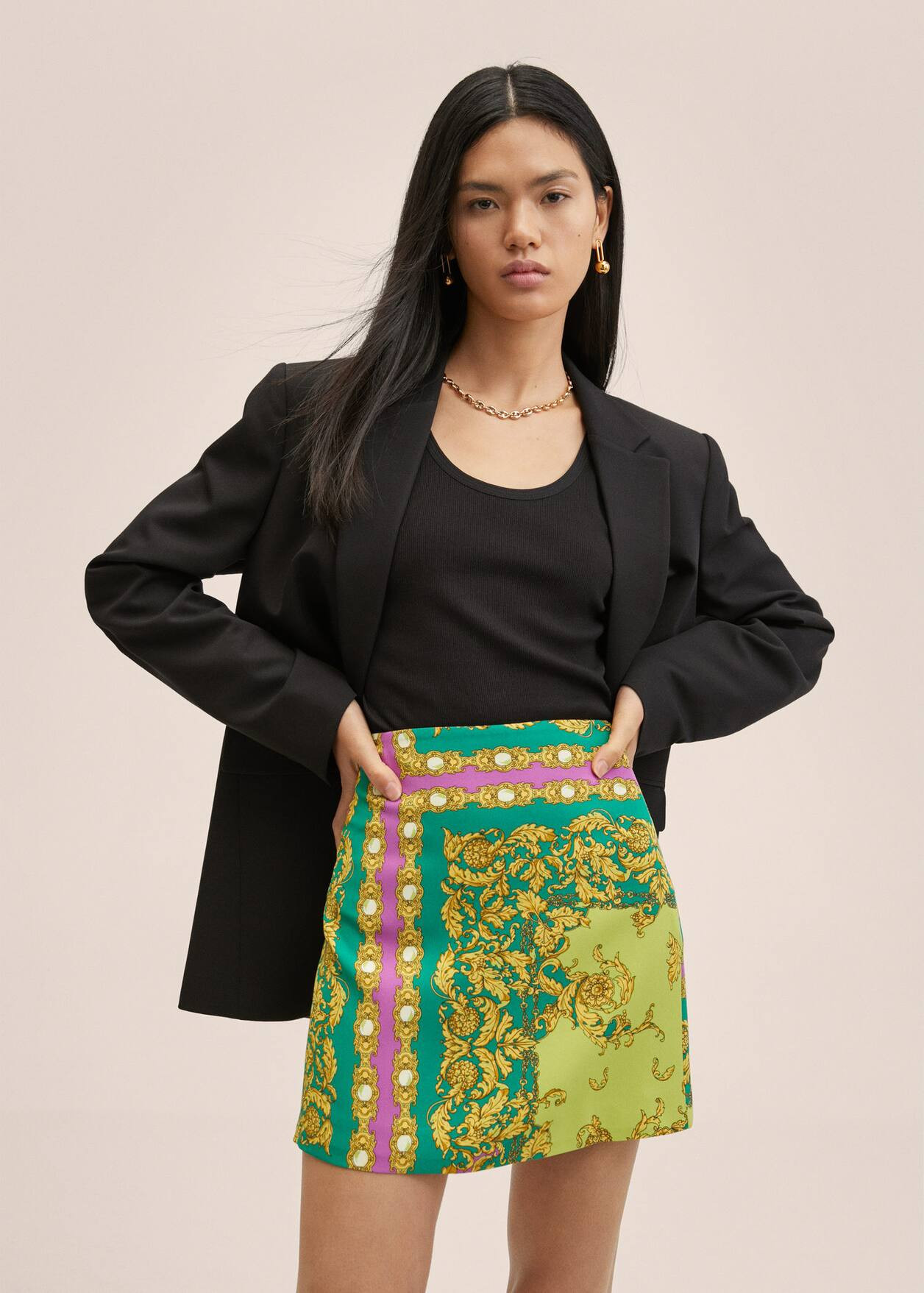 Baroque print skirt | MANGO (US)