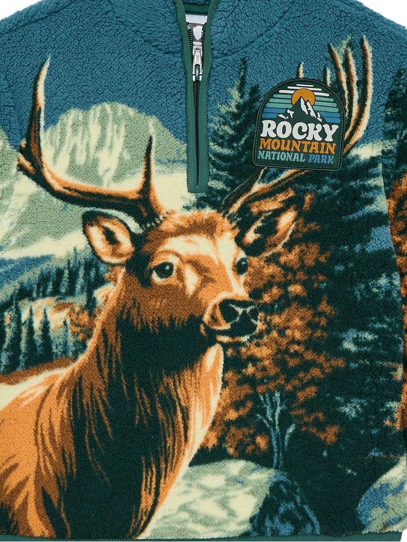 National Parks Rocky Mountains Boys Plush Quarter Zip Sweatshirt, Sizes 4-18 | Walmart (US)