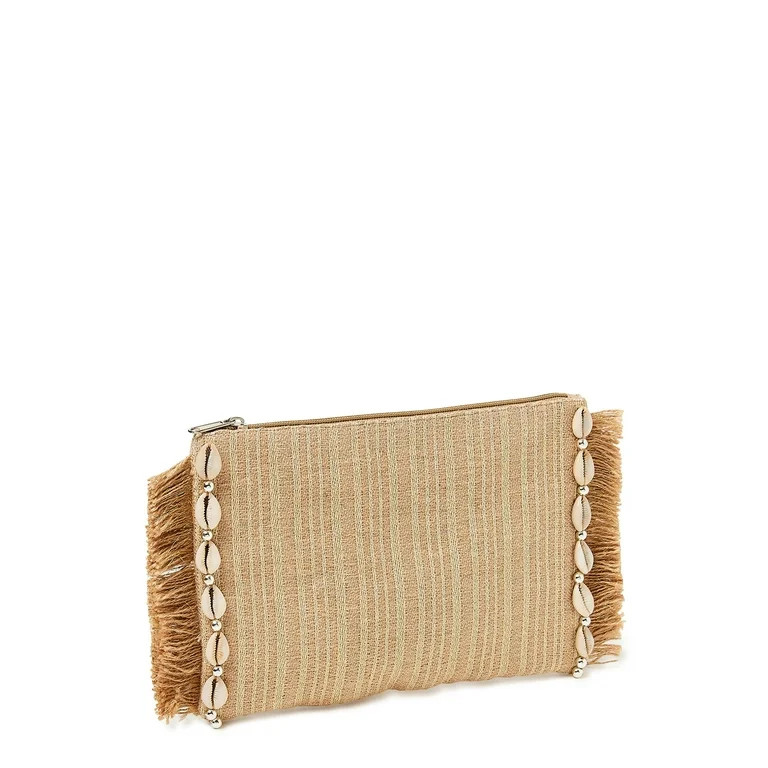 Magid Women’s Striped Metallic Clutch with Seashells and Frayed Edge Trim - Walmart.com | Walmart (US)