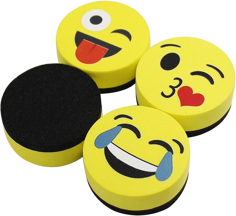 VIZ-PRO Magnetic Smiley Face Circular Whiteboard Eraser / 4 Pack of 2" Dry Erase Erasers | Amazon (US)