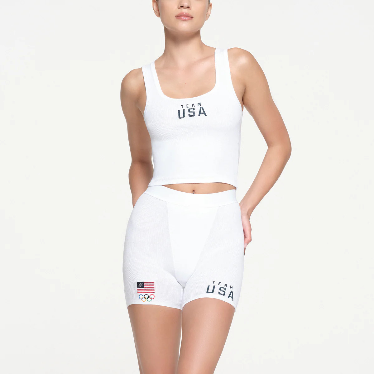 SKIMS FOR TEAM USA COTTON RIB OLYMPIC TANK | WHITE | SKIMS (US)