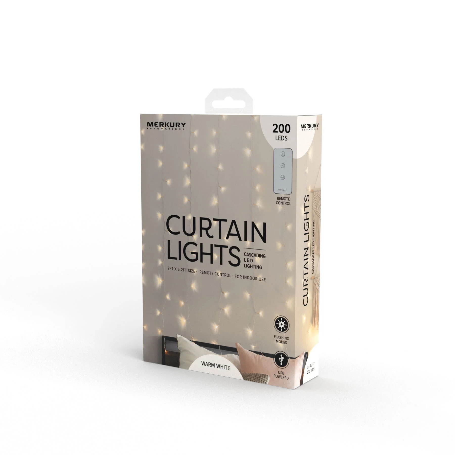 Merkury Innovations 200-Count Warm White LED Curtain String Lights with Remote, USB-Powered, Indo... | Walmart (US)