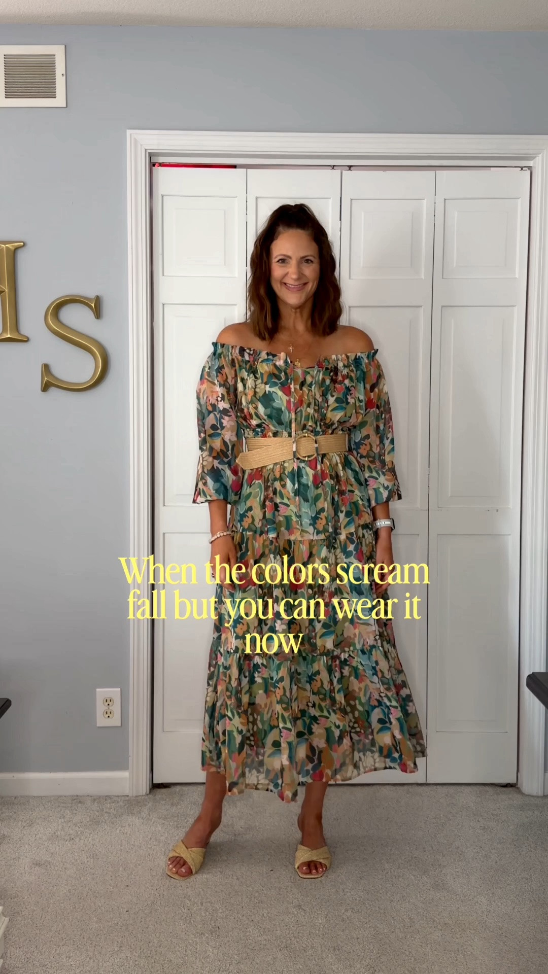 The colors of this dress just scream fall, but the off the shoulder style holds onto summer! The perfect fall transition dress! 🍁

#LTKootd #LTKOver40 #LTKTall