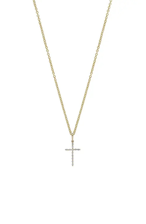 Bony Levy Diamond Cross Pendant Necklace in Yellow Gold/Diamond at Nordstrom, Size 18 In | Nordstrom