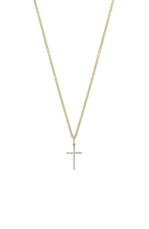 Bony Levy Diamond Cross Pendant Necklace in Yellow Gold/Diamond at Nordstrom, Size 18 In | Nordstrom