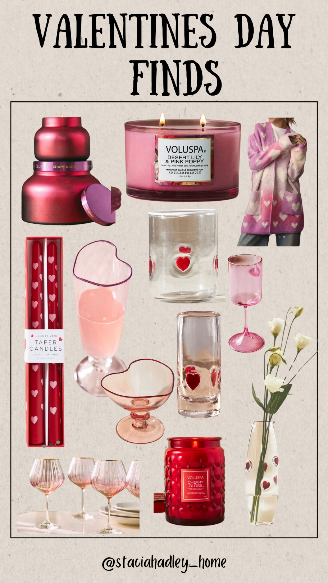 So many beautiful Valentines pieces that would be perfect for a Galentines Day brunch or as a gift to yourself, or someone special. 🥰

Valentines Day drinkwware, heart sweater, Valentines candles, heart glasses, heart vase, Anthropologie home, voluspa candles, pink barware 

#LTKhome #LTKparties #LTKSeasonal
