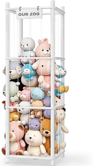 Stuffed Animal Storage & Organizer, Wooden Cute Zoo Toy Holder for Toddler Rooms, Playrooms & Bed... | Amazon (US)