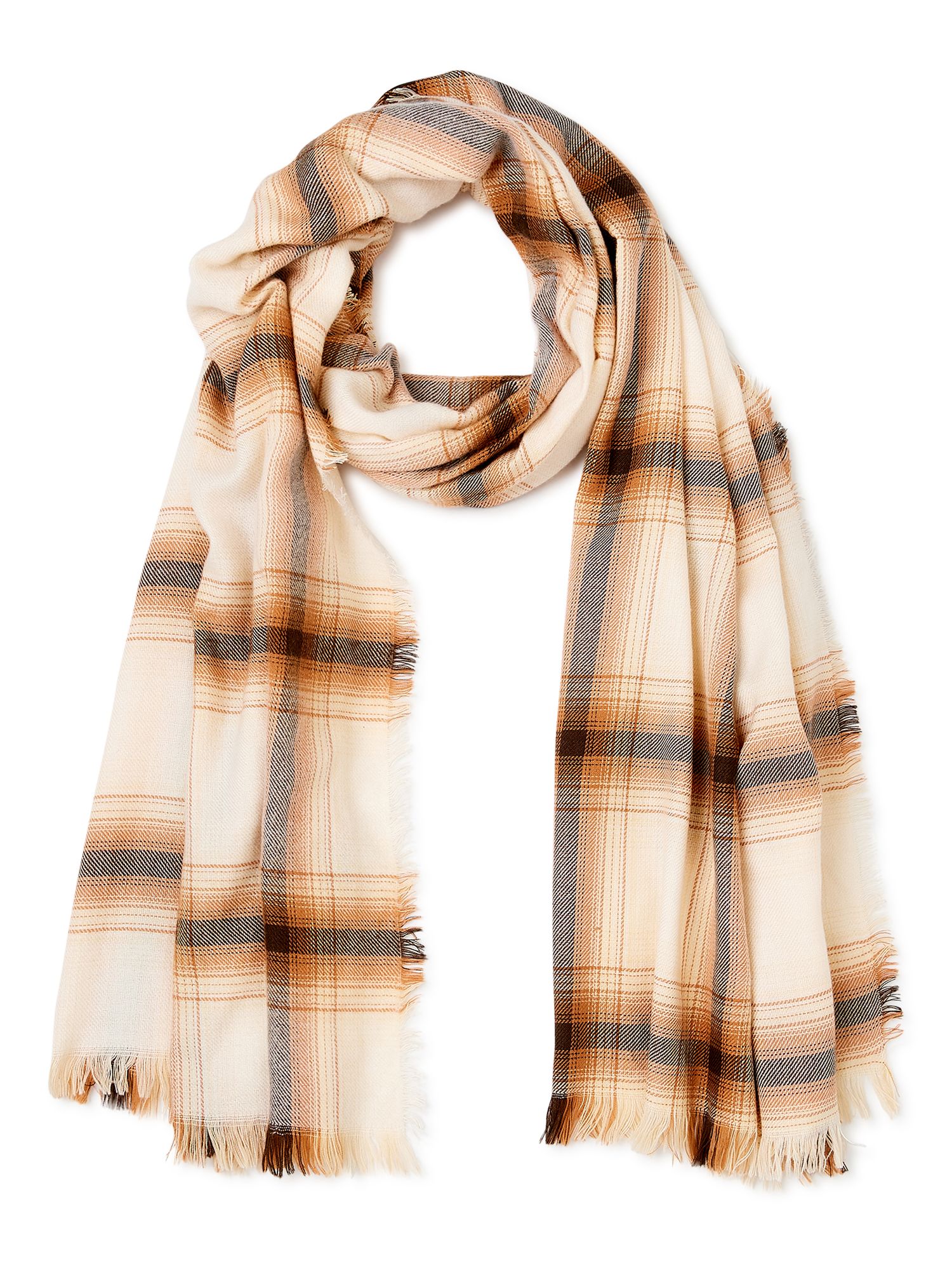 Scoop Plaid Woven Oblong Scarf with Frayed Edges | Walmart (US)