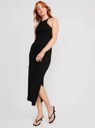 Fitted High-Neck Rib-Knit Maxi … curated on LTK