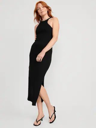 Fitted High-Neck Rib-Knit Maxi Dress for Women | Old Navy (US)