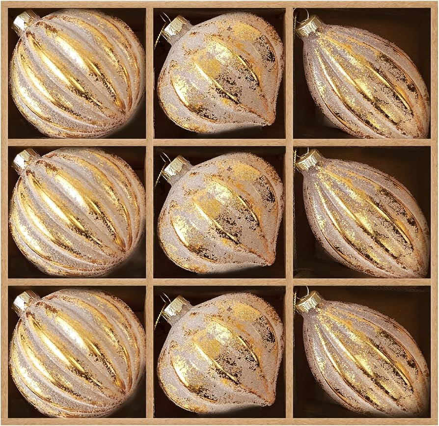 DN DECONATION Gold Glass Christmas Ornaments, Hanging Ball Ornament Set | Amazon (US)