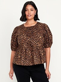 Puff-Sleeve Tie-Front Top | Old Navy (US)