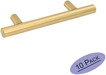 10Pack Gold Cabinet Drawer Pulls Kitchen Hardware - Goldenwarm 201GD76 Brushed Brass Cabinet Hand... | Amazon (US)