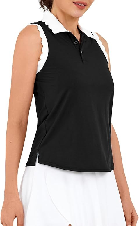 JACK SMITH Women Sleeveless Golf Polo Shirt Button Scalloped Tank Tops Moisture Wicking Tennis Sh... | Amazon (US)