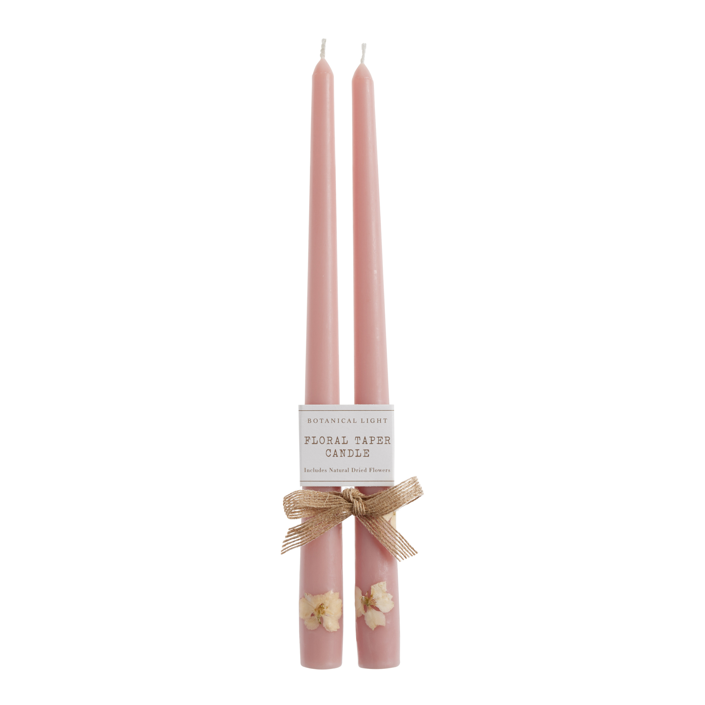 Botanical Pastel Blush Taper Candle 2 Pack | World Market