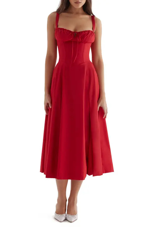 HOUSE OF CB Carmen Bustier Sundress in Red Rose at Nordstrom, Size Large D | Nordstrom