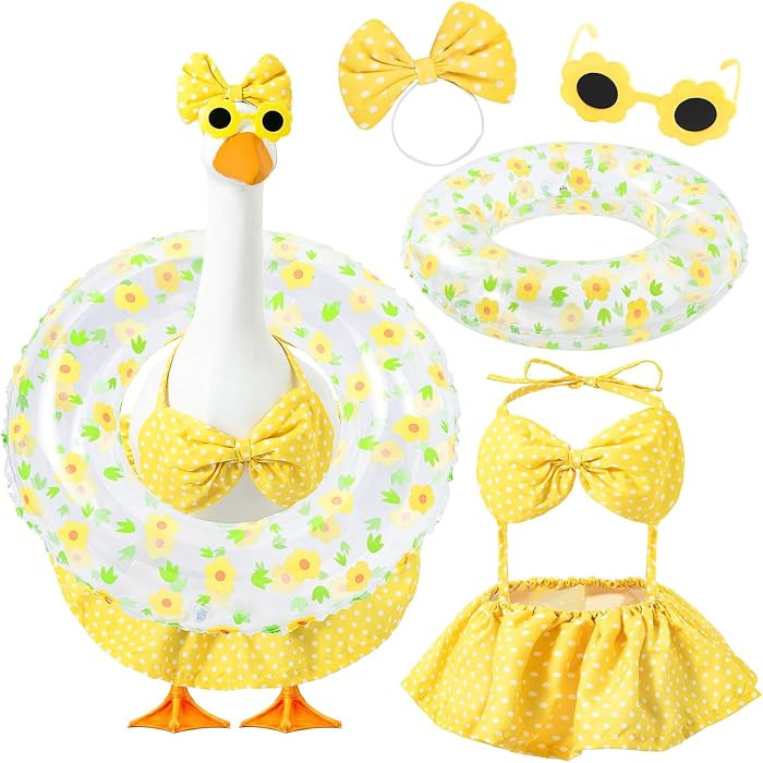 Summer Porch Goose Outfit with Sunglasses and Swim Ring for 23" Goose Statue Hawaiian Bikini Goos... | Amazon (US)
