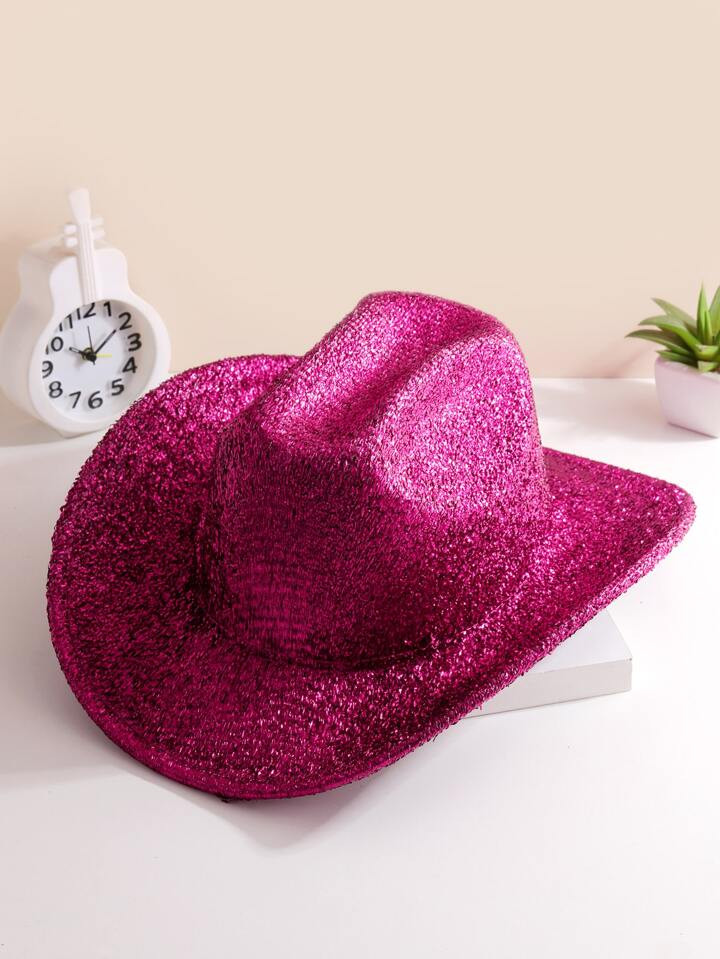 1pc Men Solid Boho Ridge Colourful Sequin Cowgirl Cowboy Fedora Hat For Daily Life | SHEIN