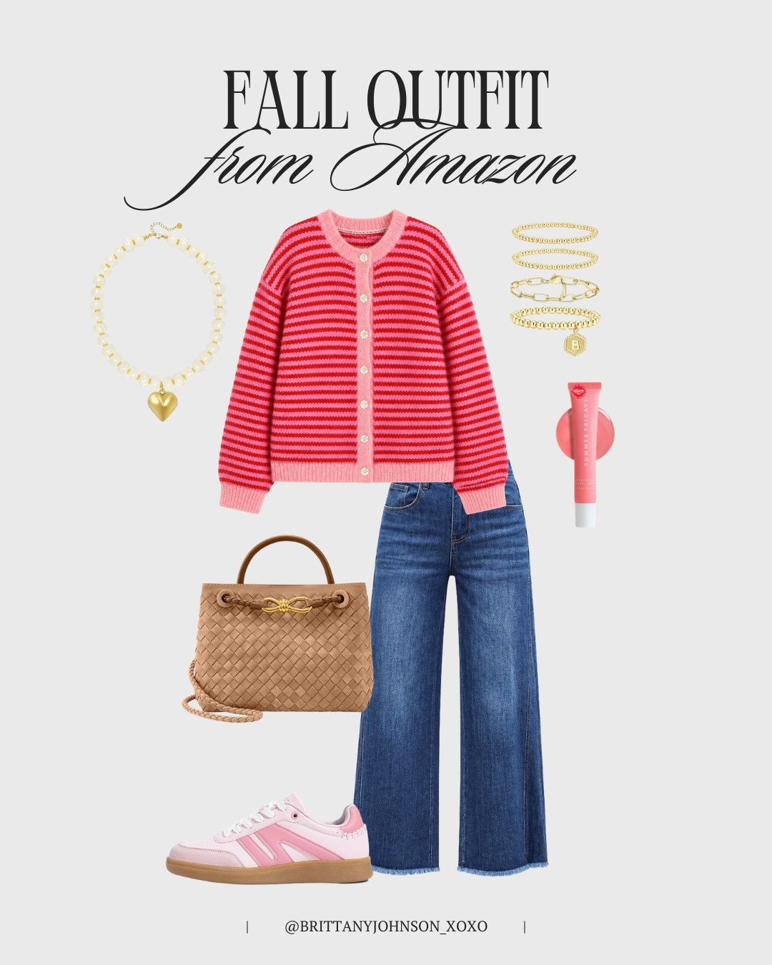 The cutest way to transition into fall!!💗🍂 This pink striped cardigan paired with wide-leg jeans and sneakers is the perfect outfit! 

 #LTKootd #LTKSeasonal #LTKSaleAlert