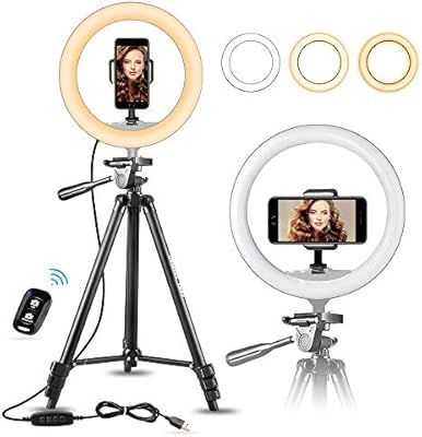 10" Selfie Ring Light with 50" Extendable Tripod Stand & Flexible Phone Holder for Live Stream/Ma... | Amazon (US)