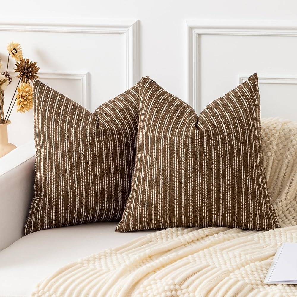 Kevin Textile Pillow Covers, Square Throw Pillow Covers Set of 2, Linen Decorative Burlap Pillow ... | Amazon (US)