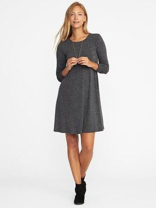 Old Navy Womens Textured-Knit Swing Dress For Women Heather Gray Size L | Old Navy US