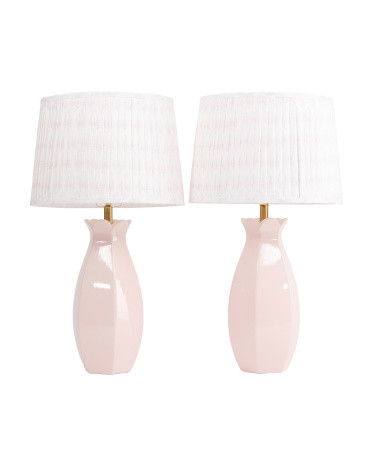 2pk 26.5in Scalloped Table Lamp With Patterned Shade | TJ Maxx