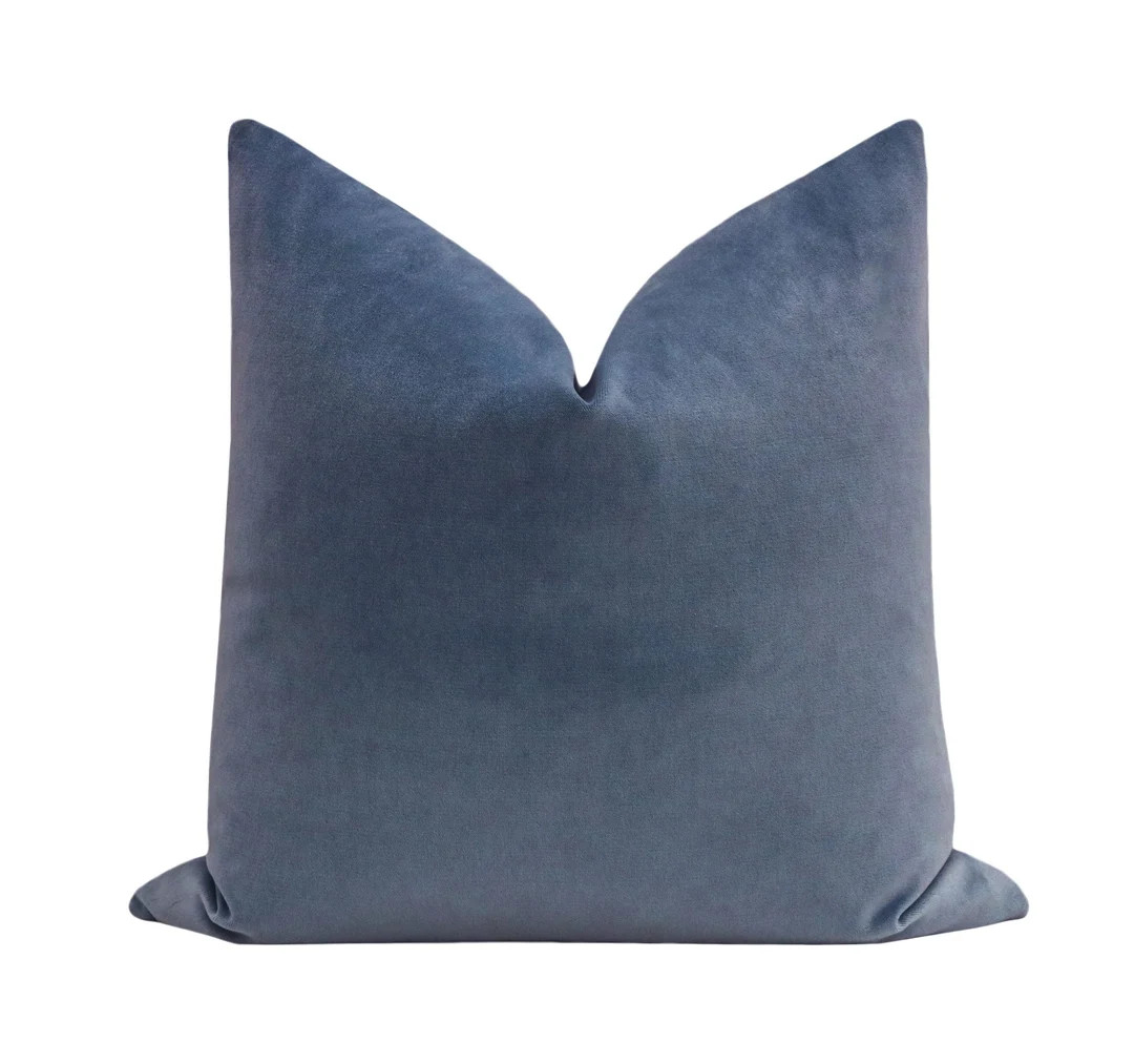 Society Velvet // Capri Blue Pillow COVER ONLY  Blue Velvet  - Etsy | Etsy (US)